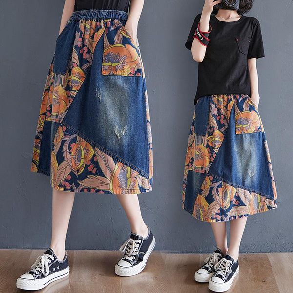 skirts vintage printed patchwork a-line women spring summer spliced bleached distressed calf length clothes female wild, Black
skirts vintage printed patchwork a-line women spring summer spliced bleached distressed calf length clothes female wild, Black