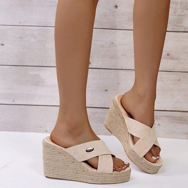 fashion all-match breathable sandals and slippers wedge with fish mouth open-toe straw woven half women, Black
fashion all-match breathable sandals and slippers wedge with fish mouth open-toe straw woven half women, Black