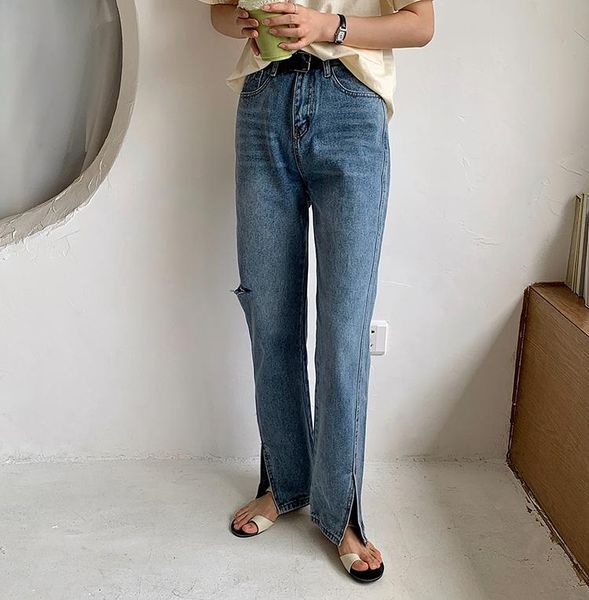 women's jeans sml summer korean ins style loose women split long denim pants high waist ripped for womens (f9057), Blue
women's jeans sml summer korean ins style loose women split long denim pants high waist ripped for womens (f9057), Blue