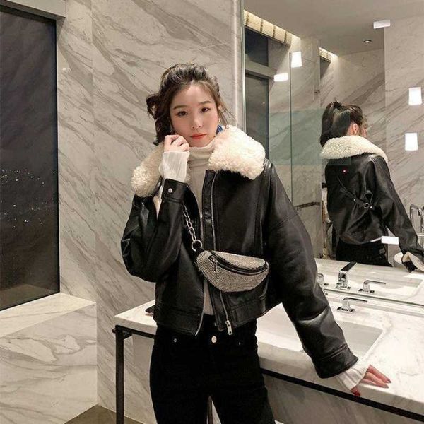 hong kong style spring and autumn plush fur coat black motorcycle women's short 2021 lamb wool collar thickened jacket
hong kong style spring and autumn plush fur coat black motorcycle women's short 2021 lamb wool collar thickened jacket