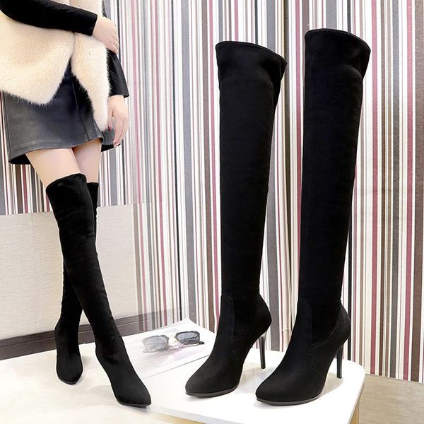 boots women's over knee 2021 selling autumn and winter elastic thin heel pointed high heels suede slim tube korean boot, Black
boots women's over knee 2021 selling autumn and winter elastic thin heel pointed high heels suede slim tube korean boot, Black