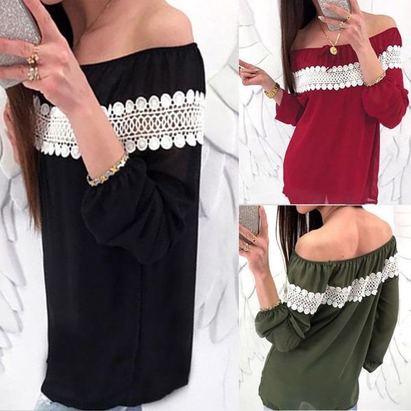 women's blouses & shirts boho women casual off shoulder solid tees blusas blouse clothes lace chiffon slash neck clothing d1c7, White
women's blouses & shirts boho women casual off shoulder solid tees blusas blouse clothes lace chiffon slash neck clothing d1c7, White