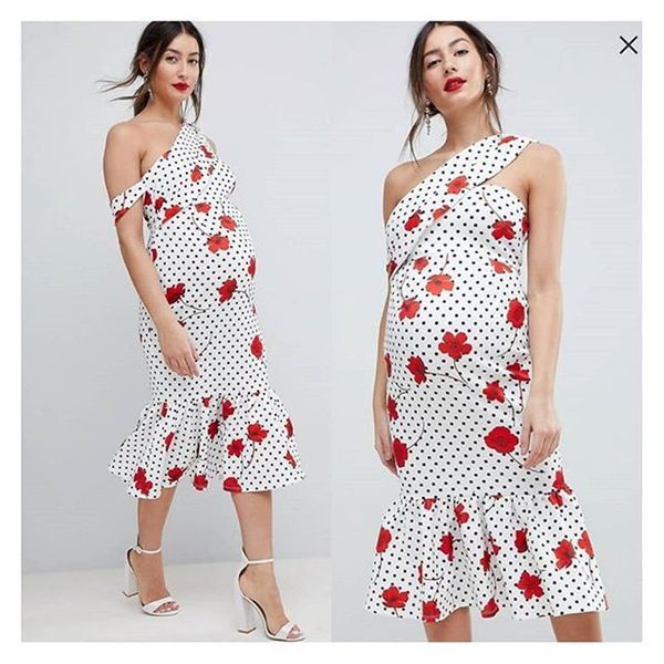 polka dot flower print slant shoulder one line collar loose pregnant women's dress maternity dresses, White
polka dot flower print slant shoulder one line collar loose pregnant women's dress maternity dresses, White