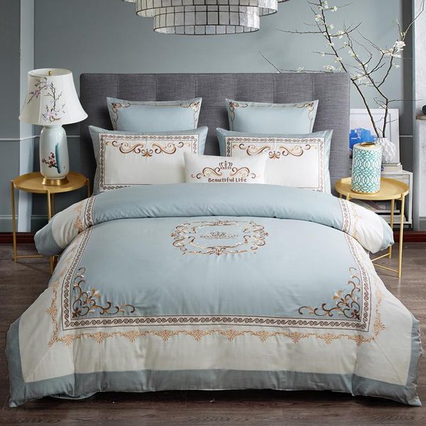 bedding sets luxury egyptian cotton chic crown embroidery duvet cover set blue white patchwork king size bed sheet
bedding sets luxury egyptian cotton chic crown embroidery duvet cover set blue white patchwork king size bed sheet