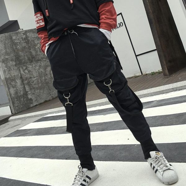 men's pants male streetwear ribbons buckle loose casual cargo trousers men joggers sweatpants high street fashion hip hop harem, Black
men's pants male streetwear ribbons buckle loose casual cargo trousers men joggers sweatpants high street fashion hip hop harem, Black