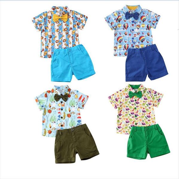 baby summer clothing boys shirt shorts set short sleeve cartoon animal bow tie solid color trousers, White
baby summer clothing boys shirt shorts set short sleeve cartoon animal bow tie solid color trousers, White