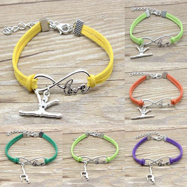 infinity love gymnastics charm pink yellow suede leather bracelet gifts for women & men sports bracelets jewelry, Golden;silver
infinity love gymnastics charm pink yellow suede leather bracelet gifts for women & men sports bracelets jewelry, Golden;silver