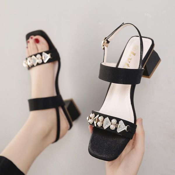 sandals chic pearl crystal metal buckle modern women slippers summer shoes woman silk thick med heels sandalias plus size 40-43, Black
sandals chic pearl crystal metal buckle modern women slippers summer shoes woman silk thick med heels sandalias plus size 40-43, Black