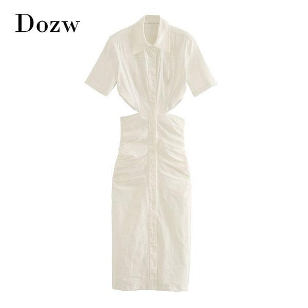 women holiday white shirt dress pleated backless chic stylish long single button short sleeve slim robe 210515, Black;gray
women holiday white shirt dress pleated backless chic stylish long single button short sleeve slim robe 210515, Black;gray