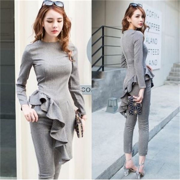 spring retro elegant 2 pieces set office ol gray suits for women long sleeve ruffles chic and slim pants suit vestido 210519, White
spring retro elegant 2 pieces set office ol gray suits for women long sleeve ruffles chic and slim pants suit vestido 210519, White
