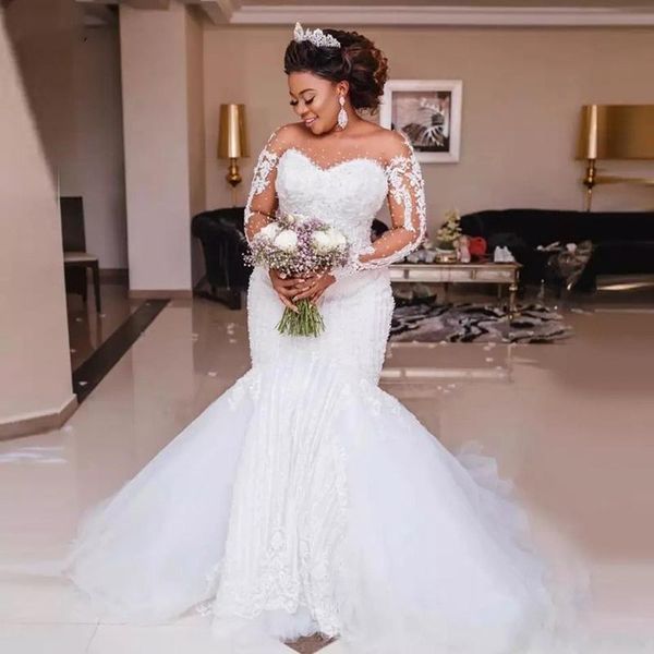 other wedding dresses 2021 south african mermaid long sleeve gowns plus size robe de mariee luxury applique pearls bride dress, White
other wedding dresses 2021 south african mermaid long sleeve gowns plus size robe de mariee luxury applique pearls bride dress, White