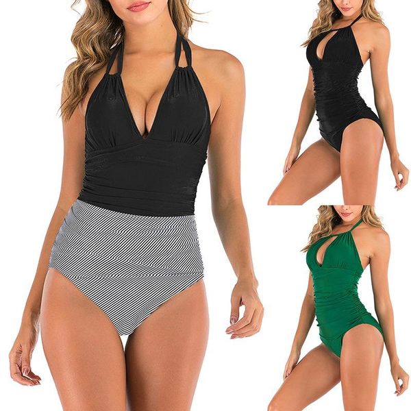 women's swimwear deep v-neck halter swimsuit one piece bikini 2021 for women backless monokini beach bathing suits striped, White;black
women's swimwear deep v-neck halter swimsuit one piece bikini 2021 for women backless monokini beach bathing suits striped, White;black