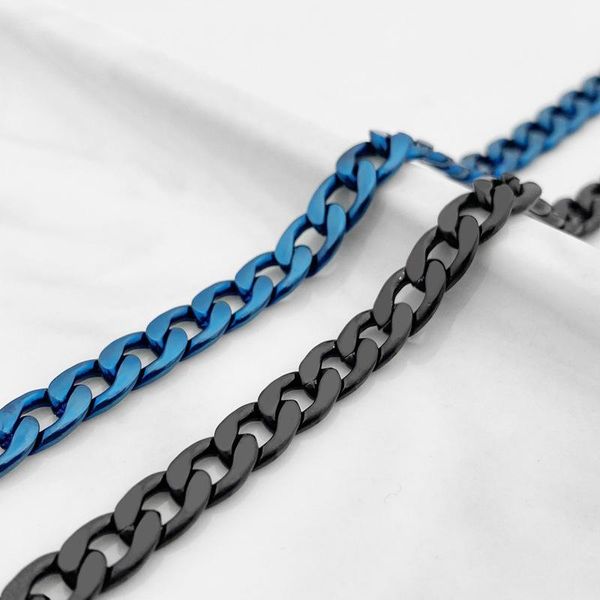 link, chain mens simple 6mm blue black color stainless steel curb cuban link bracelets for women wrist jewelry gifts 18cm 20cm
link, chain mens simple 6mm blue black color stainless steel curb cuban link bracelets for women wrist jewelry gifts 18cm 20cm