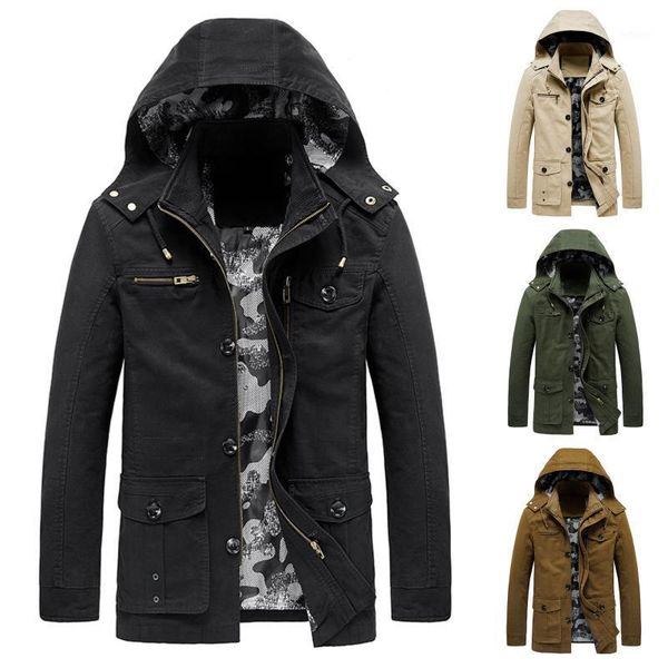men's jackets men autumn winter thicken hooded zipper coat solid color loose casual detachable large size jacket with pockets, Black;brown
men's jackets men autumn winter thicken hooded zipper coat solid color loose casual detachable large size jacket with pockets, Black;brown