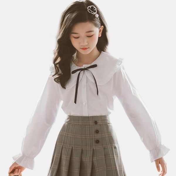 school blouse for girls white shirt long sleeve kids teenage clothes 6 8 10 12 14 shirts, White;black
school blouse for girls white shirt long sleeve kids teenage clothes 6 8 10 12 14 shirts, White;black