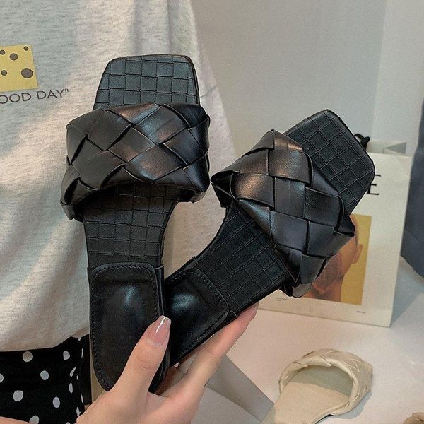 slippers 2021 summer woven women slip on slides fashion square toe flat casual flip flops beach slide sandals, Black
slippers 2021 summer woven women slip on slides fashion square toe flat casual flip flops beach slide sandals, Black