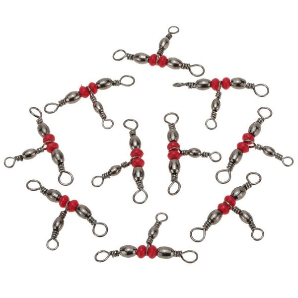 fishing accessories 10pcs/set 5# 3 way swivel connecting ring snap fishhook lure line connector mini tackle accessory