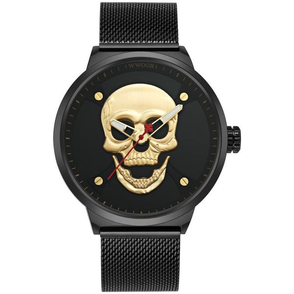 wristwatches 2021 skull quartz men's watch stainless steel mesh band fashion male water resistant wristwatch relogio masculino, Slivery;brown
wristwatches 2021 skull quartz men's watch stainless steel mesh band fashion male water resistant wristwatch relogio masculino, Slivery;brown