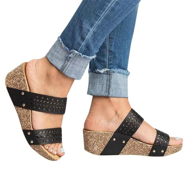 women shoes 2021 women's summer wedges heel hollow out beach open toe breathable sandals slippers rivet flip-flops, Black
women shoes 2021 women's summer wedges heel hollow out beach open toe breathable sandals slippers rivet flip-flops, Black