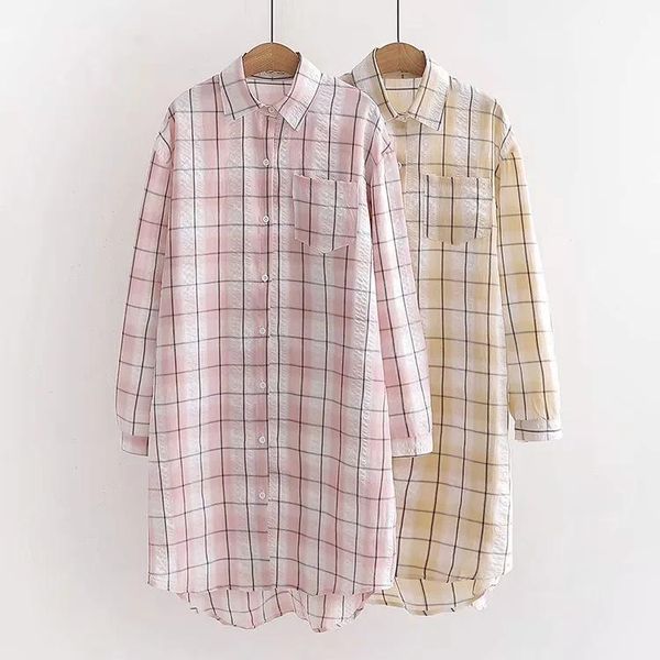 women's blouses & shirts thin medium and long plaid shirt 2021 hong kong-style loose sunscreen coat, White
women's blouses & shirts thin medium and long plaid shirt 2021 hong kong-style loose sunscreen coat, White