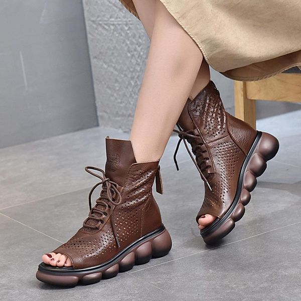 dress shoes yluan 2021 spring summer hollow sandals leather lace-up boots women's thick-soled wedges with holes mouth cowhide, Black
dress shoes yluan 2021 spring summer hollow sandals leather lace-up boots women's thick-soled wedges with holes mouth cowhide, Black