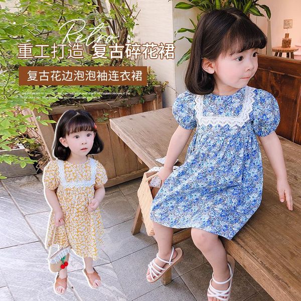 girls summer dress retro lace collar floral generous style pastoral western skirt princess children girl's dresses, Red;yellow
girls summer dress retro lace collar floral generous style pastoral western skirt princess children girl's dresses, Red;yellow