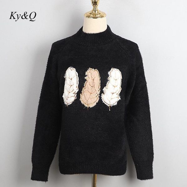 women's sweaters 2021 fall winter brand design stand-up collar sweater women sweet three-leaf sequin top, White;black
women's sweaters 2021 fall winter brand design stand-up collar sweater women sweet three-leaf sequin top, White;black