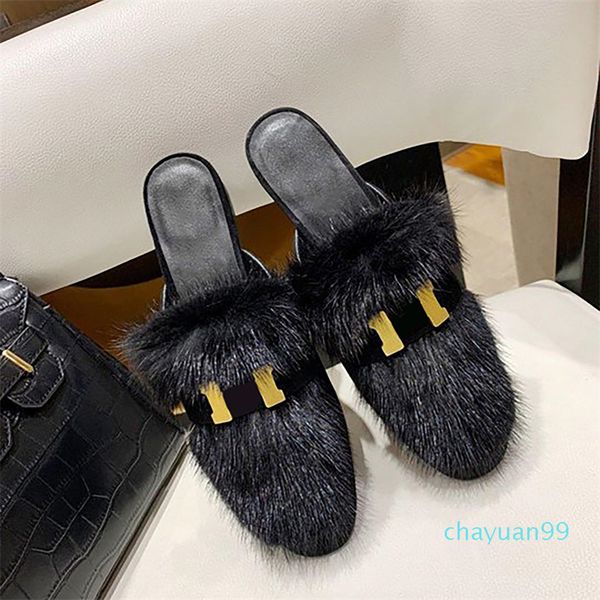 designer wool slippers women fox fur mink hair sandals metal chain shoes winter plush outdoor warm loafers, Black
designer wool slippers women fox fur mink hair sandals metal chain shoes winter plush outdoor warm loafers, Black