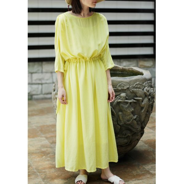 spring cotton loose cord dress solid color big sleeve full ladies'dresses long, Black;gray
spring cotton loose cord dress solid color big sleeve full ladies'dresses long, Black;gray