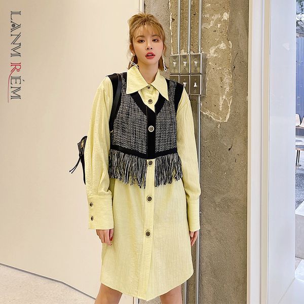 women tassel blue purple dress turn down collar long sleeve loose fit fashion tide spring autumn 2e1159 210507, Black;gray
women tassel blue purple dress turn down collar long sleeve loose fit fashion tide spring autumn 2e1159 210507, Black;gray