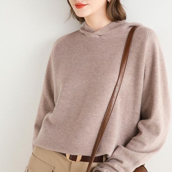 women's sweaters spring/ autumn/winter 2021 wool knitted hoodie sweater loose-fitting short knitwear, White;black
women's sweaters spring/ autumn/winter 2021 wool knitted hoodie sweater loose-fitting short knitwear, White;black