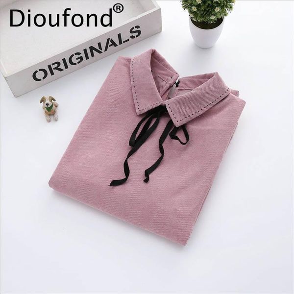 women's blouses & shirts dioufond corduroy solid female cotton bow casual women clothing white pink gray for long sleeved 2021
women's blouses & shirts dioufond corduroy solid female cotton bow casual women clothing white pink gray for long sleeved 2021