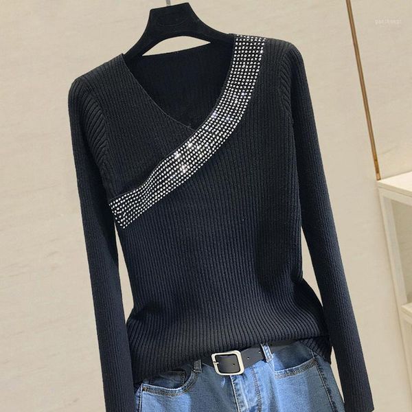 women's sweaters female autumn winter sweater knitted fashion white black womens v neck crystal long sleeve women pullover 1
women's sweaters female autumn winter sweater knitted fashion white black womens v neck crystal long sleeve women pullover 1