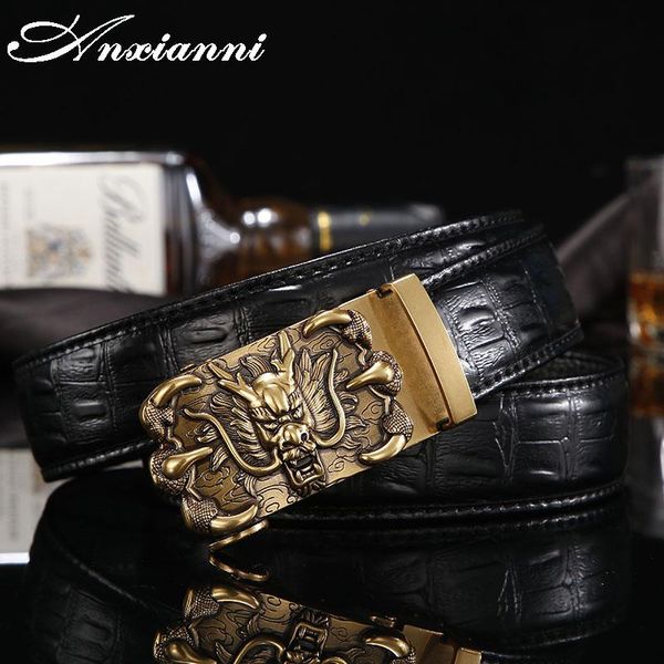 luxury belts for men domineering chinese metal head automatic buckle designer solid brass, Black;brown