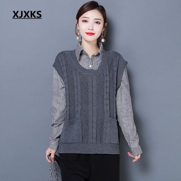women's vests xjxks 2021 spring women vest casual single-breasted high-end cashmere knitted cardigan sleeveless sweater, Black;white
women's vests xjxks 2021 spring women vest casual single-breasted high-end cashmere knitted cardigan sleeveless sweater, Black;white