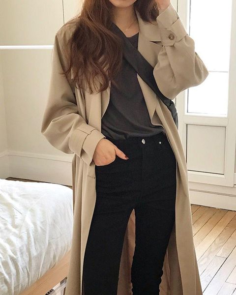 women's trench coats windbreaker mid-length korean style autumn all-match casual temperament over-the-knee jacket, Tan;black
women's trench coats windbreaker mid-length korean style autumn all-match casual temperament over-the-knee jacket, Tan;black