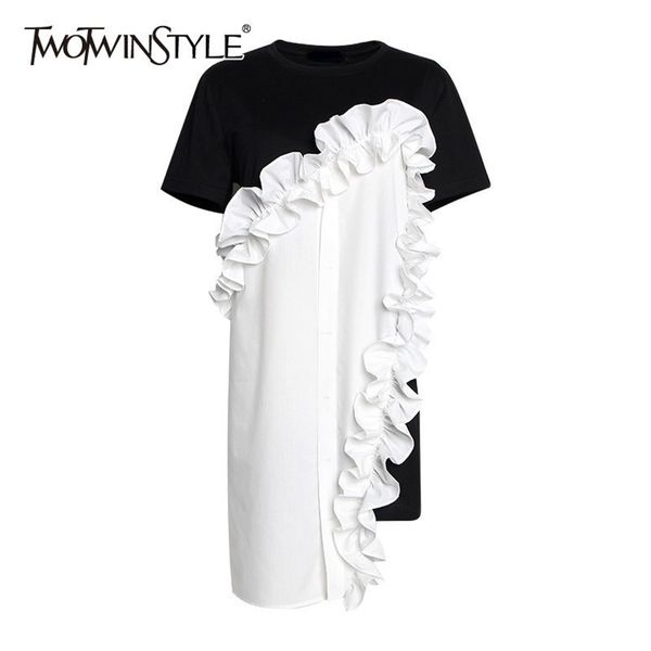 spring hit color women dress o neck short sleeve loose ruffles asymmetrical t shirt dresses female fashion 210520, Black;gray
spring hit color women dress o neck short sleeve loose ruffles asymmetrical t shirt dresses female fashion 210520, Black;gray