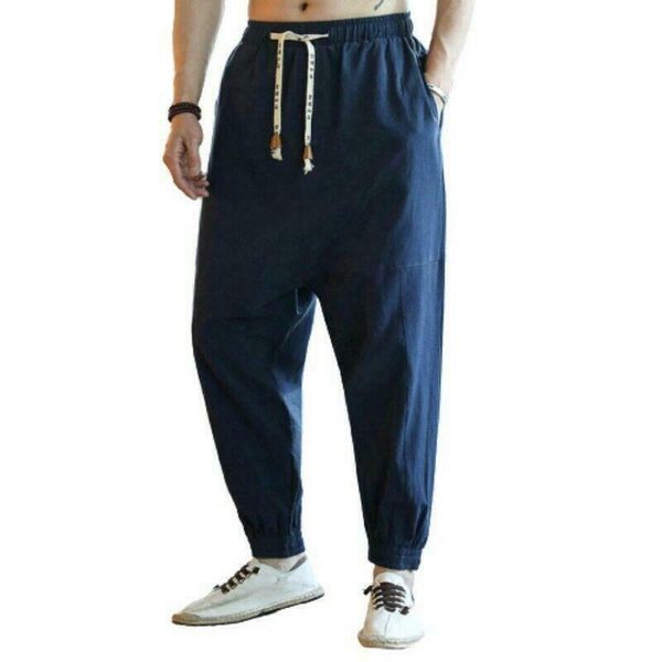 mens low crotch baggy chinese style elastic waist harem pants plain cotton men's, Black
mens low crotch baggy chinese style elastic waist harem pants plain cotton men's, Black