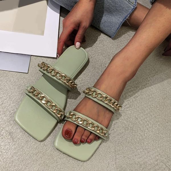 sandals summer shoes spot sales fashion beach flat-bottom all-match metal chain one-line slippers, Black
sandals summer shoes spot sales fashion beach flat-bottom all-match metal chain one-line slippers, Black