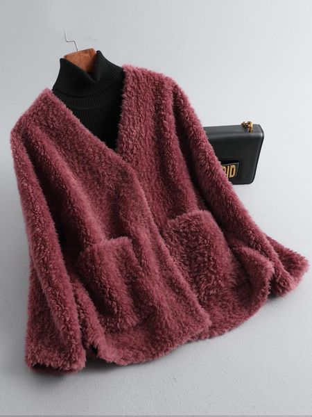 women's fur & faux 2021 autum nwinter women solid real coats female v-neck pockets warm thick outwear lady natural sheep shearing jacke, Black
women's fur & faux 2021 autum nwinter women solid real coats female v-neck pockets warm thick outwear lady natural sheep shearing jacke, Black
