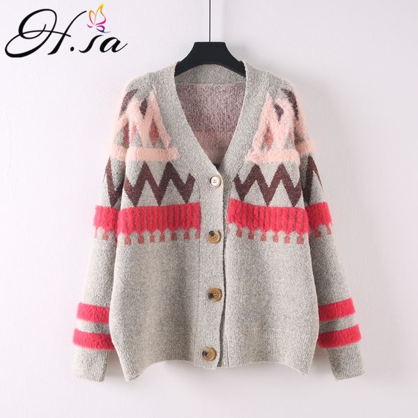 h.sa women sweater and cardigans v neck retro loose poncho button warm knit coat geometric jumpers casual outerwear 210417, White;black
h.sa women sweater and cardigans v neck retro loose poncho button warm knit coat geometric jumpers casual outerwear 210417, White;black