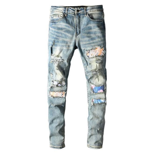 men's jeans vintage patchwork stretch biker streetwear holes ripped slim skinny denim pants trousers op6j, Blue
men's jeans vintage patchwork stretch biker streetwear holes ripped slim skinny denim pants trousers op6j, Blue