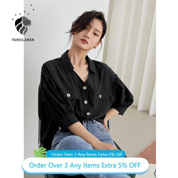 women's blouses & shirts fansilanen office lady french v-neck pure white shirt 2021 summer loose lazy style three-quarter sleeve women
women's blouses & shirts fansilanen office lady french v-neck pure white shirt 2021 summer loose lazy style three-quarter sleeve women