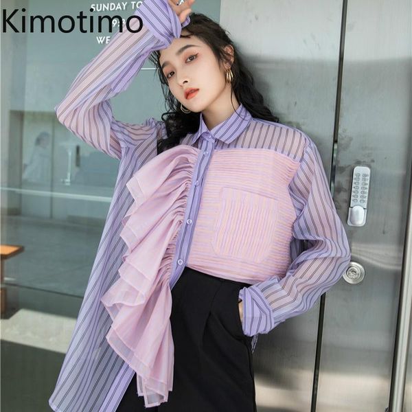 women's blouses & shirts kimotimo women blouse organza transparent ruffles patchwork smock shirt oversize vintage streetwear blusas ele, White
women's blouses & shirts kimotimo women blouse organza transparent ruffles patchwork smock shirt oversize vintage streetwear blusas ele, White