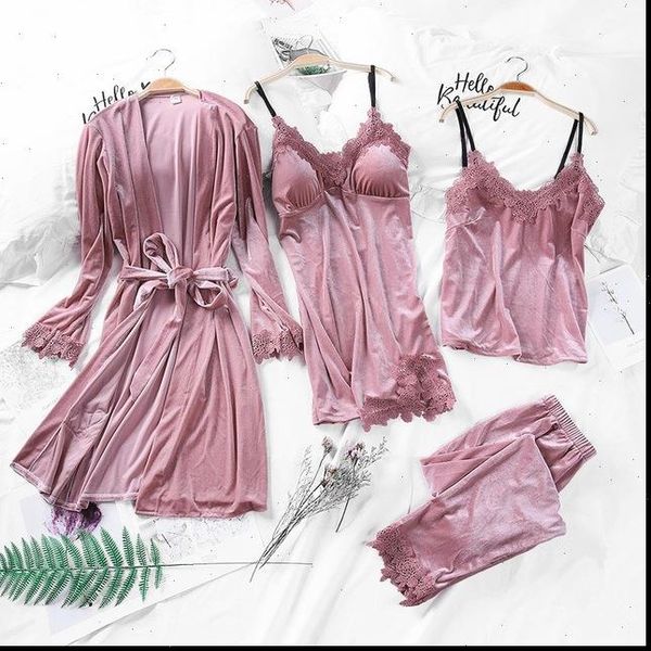 velvet 4 pieces warm women sleepwear winter pajamas sets lace robe kit sleeveless nightwear homewear, Black;red
velvet 4 pieces warm women sleepwear winter pajamas sets lace robe kit sleeveless nightwear homewear, Black;red