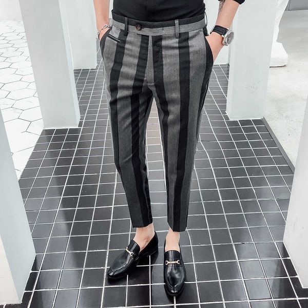 classic striped pants men spring casual business dress pants fashion office social trousers ankle length streetwear pants 210527, White;black
classic striped pants men spring casual business dress pants fashion office social trousers ankle length streetwear pants 210527, White;black