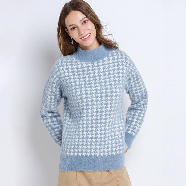 faux mink llover sweaters for women winter o neck houndstooth thick warm loose knitted sweater women's, White;black
faux mink llover sweaters for women winter o neck houndstooth thick warm loose knitted sweater women's, White;black