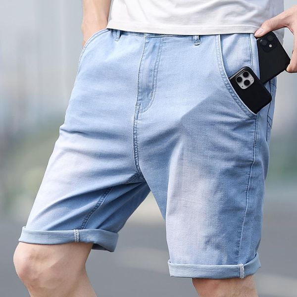 men's light blue stretch short jeans 2021 summer fashion casual classic style cotton straight-leg denim shorts male brand, White;black
men's light blue stretch short jeans 2021 summer fashion casual classic style cotton straight-leg denim shorts male brand, White;black