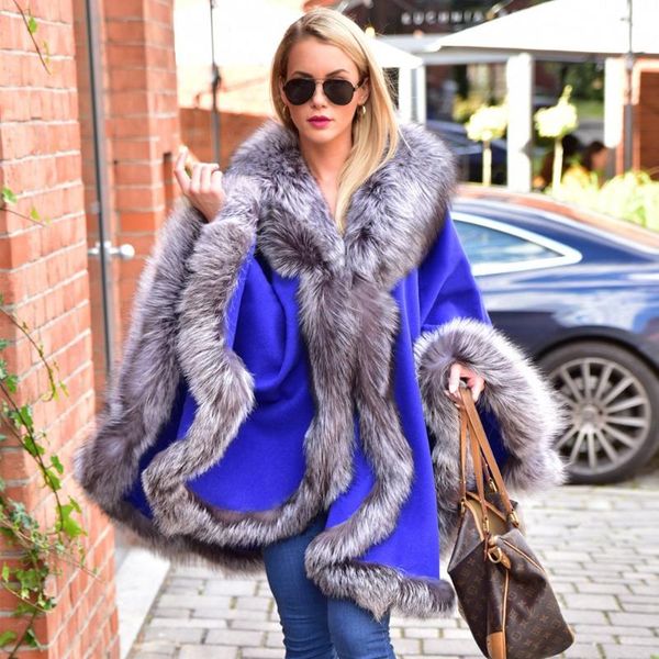 women's fur & faux fashion royal blue natural silver wool blends capes winter genuine woman real cashmere ponchos plus size, Black
women's fur & faux fashion royal blue natural silver wool blends capes winter genuine woman real cashmere ponchos plus size, Black