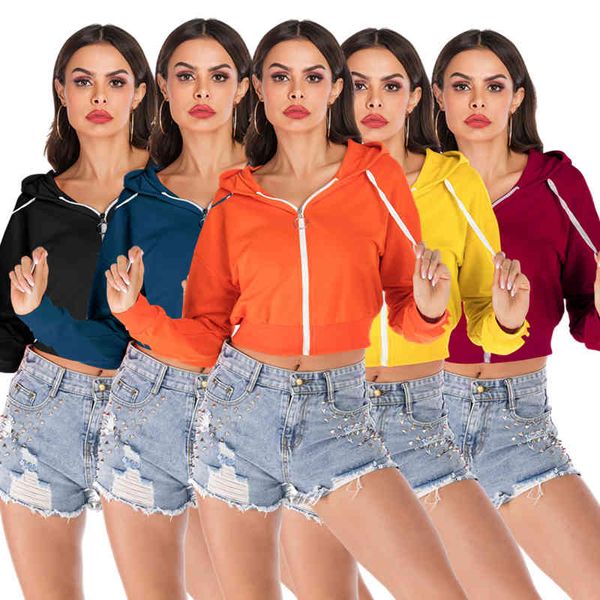 hoodies european and american casual zipper with a hood short female sweater 2021 lean spring all-match top, Black
hoodies european and american casual zipper with a hood short female sweater 2021 lean spring all-match top, Black